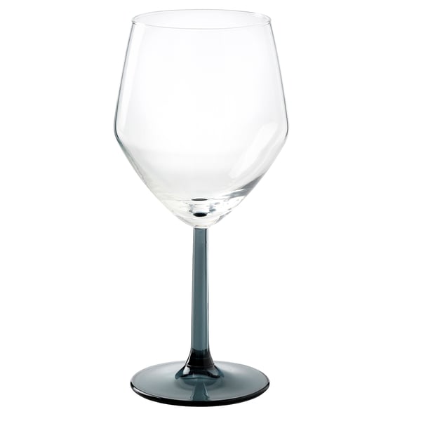 IKEA RÖDRÄKA Wine glass blue-gray/clear glass 17 oz