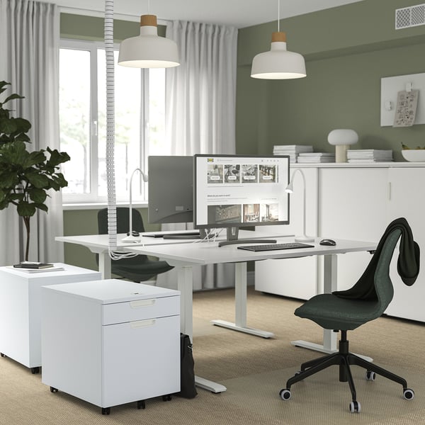 IKEA RODULF Desk Sit/stand Electric/white 55 1/8x31 1/2 "