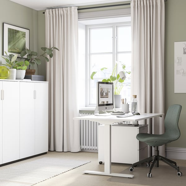 IKEA RODULF Desk Sit/stand Electric/white 55 1/8x31 1/2 "