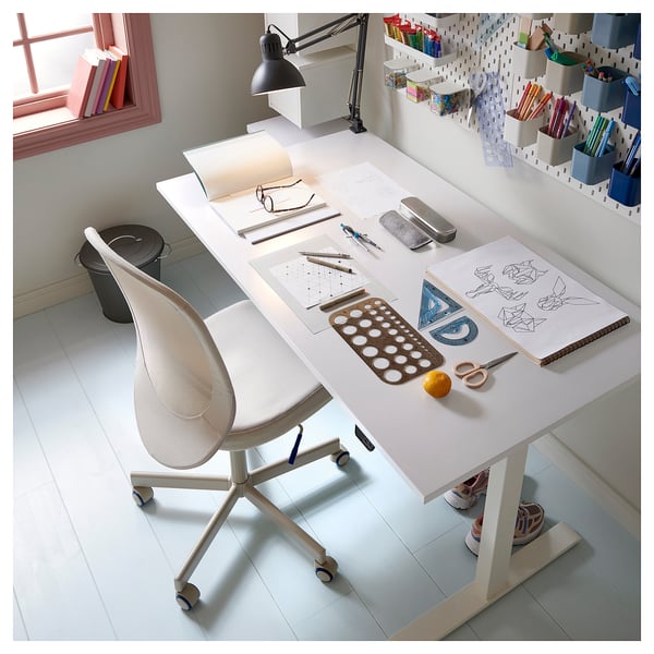IKEA RODULF Desk Sit/stand Electric/white 55 1/8x31 1/2 "