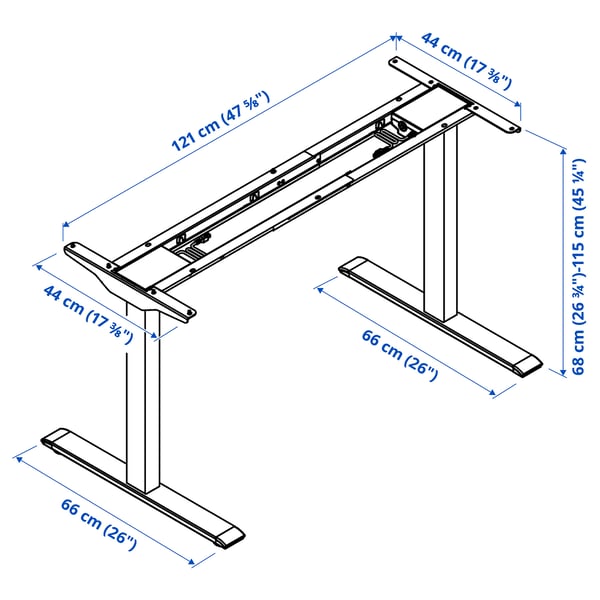 IKEA RODULF Underframe Sit/stand F Table Top Electric/white 55 1/8x31 1/2 "