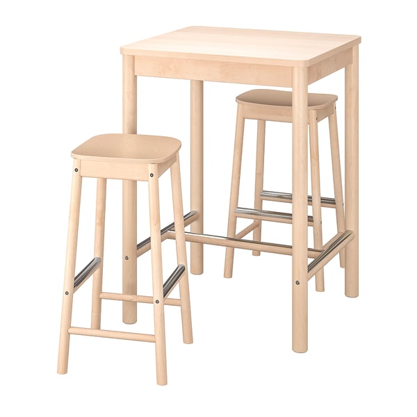 IKEA RÖNNINGE / RÖNNINGE Bar table and 2 bar stools birch/birch