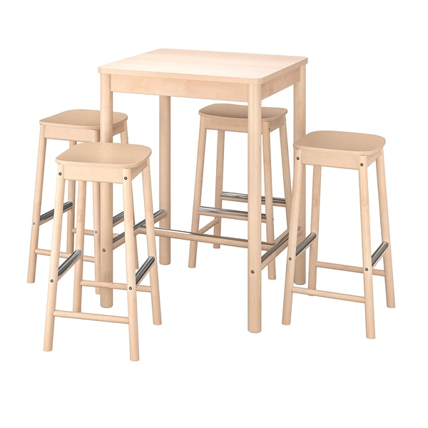 IKEA RÖNNINGE / RÖNNINGE Bar table and 4 bar stools birch/birch
