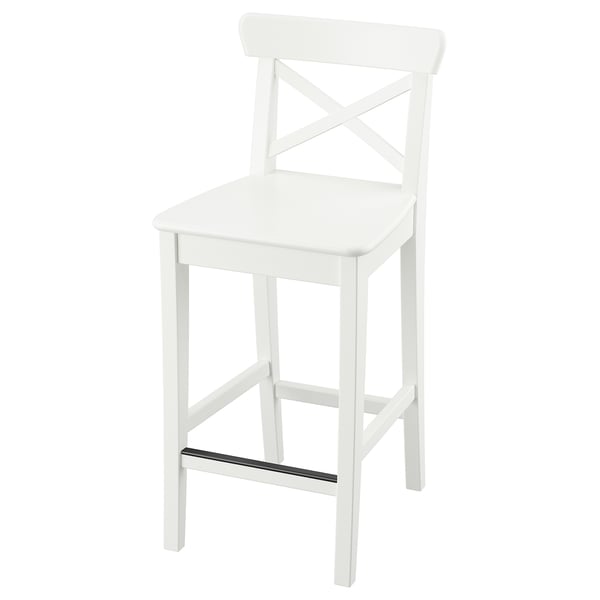 IKEA ROSENTORP Bar stool with backrest counter height/white 24 3/4 "