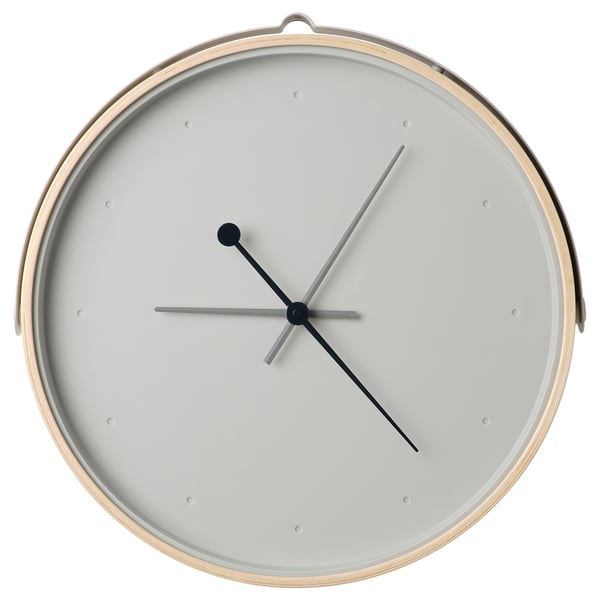 IKEA ROTBLÖTA Wall clock ash veneer/light gray 16 ½ "