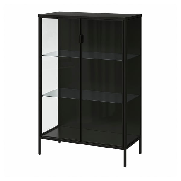 IKEA RUDSTA Glass-door cabinet anthracite 31 1/2x14 5/8x47 1/4 "