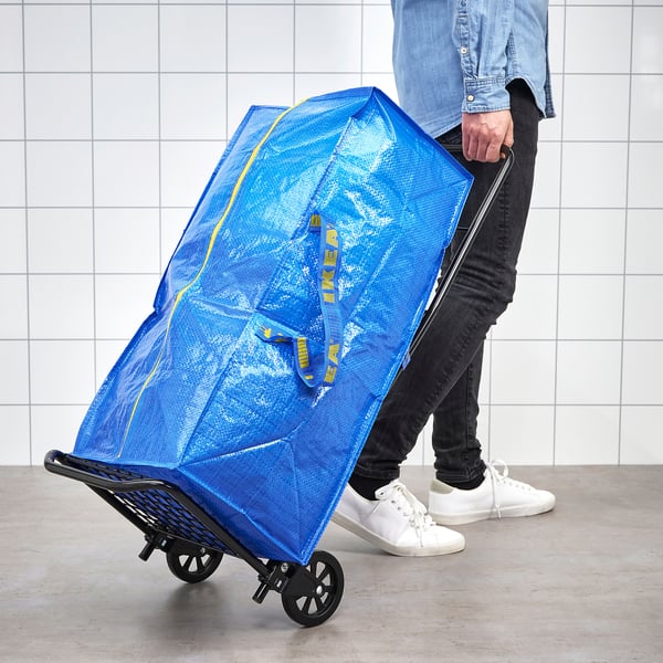 IKEA RULLEBÖR / FRAKTA Hand Cart With Storage Bag Black/blue