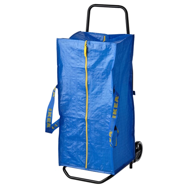 IKEA RULLEBÖR / FRAKTA Hand cart with storage bag black/blue