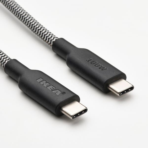 IKEA RUNDHULT USB-C To USB-C Black/white 4 ' 11 "/100 W