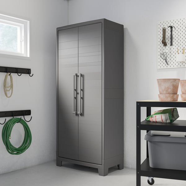 IKEA RUNMARÖ Cabinet With Doors Dark Gray Indoor/outdoor 31 1/2x17 3/8x71 5/8 "