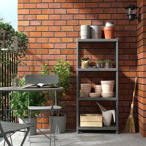 IKEA RUNMARÖ Shelf Unit Dark Gray Indoor/outdoor 23 5/8x11 3/4x52 3/8 "