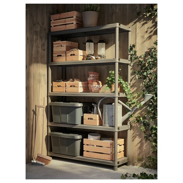 IKEA RUNMARÖ Shelf Unit Dark Gray Indoor/outdoor 47 1/4x15 3/4x74 "
