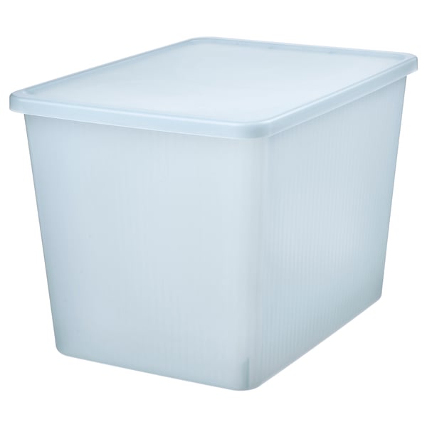 IKEA RYKTA Storage box with lid transparent gray-blue 14 ¼x19 ¾x13 ¾ "/12 gallon