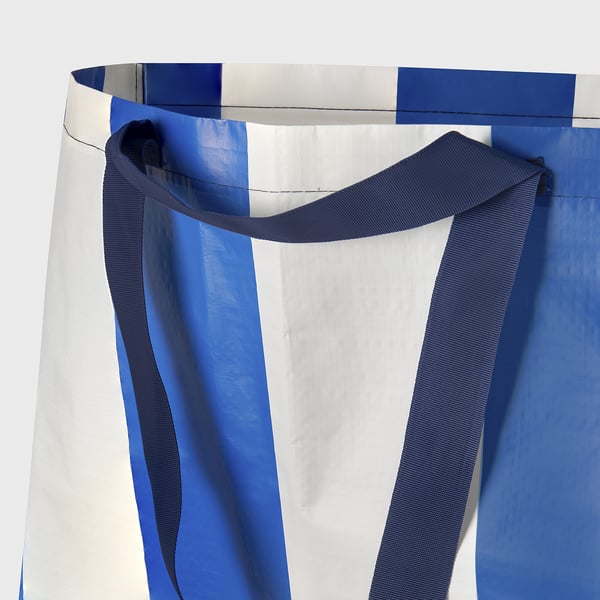 IKEA SÄCKKÄRRA Shopping Bag White/blue 14 ½x22 ½x15 ¼ "/19 Gallon