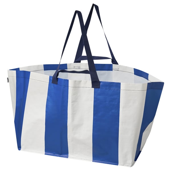 IKEA SÄCKKÄRRA Shopping bag white/blue 14 ½x22 ½x15 ¼ "/19 gallon
