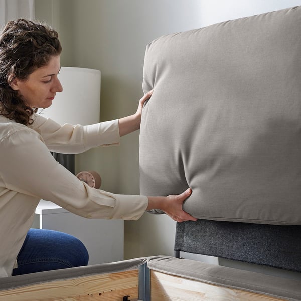 IKEA SAGESUND Upholstered Bed Frame Diseröd Brown Queen