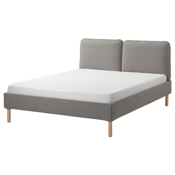 IKEA SAGESUND Upholstered bed frame Diseröd brown Queen