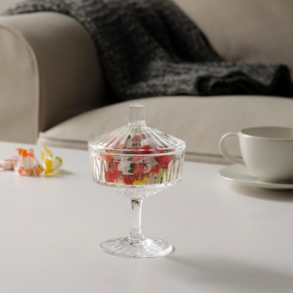 IKEA SÄLLSKAPLIG Bowl With Lid Clear Glass/patterned 4 "