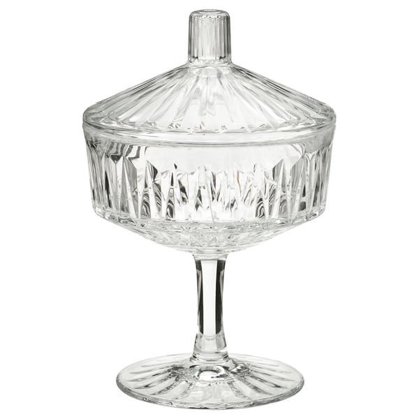IKEA SÄLLSKAPLIG Bowl with lid clear glass/patterned 4 "