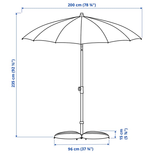 IKEA SAMSÖ / IGGÖN Umbrella With Base Tilting Beige/dark Gray 78 3/4 "