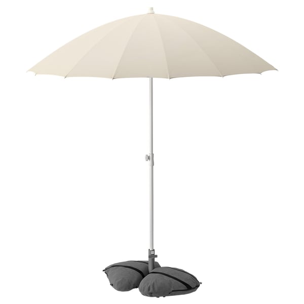 IKEA SAMSÖ / IGGÖN Umbrella with base tilting beige/dark gray 78 3/4 "