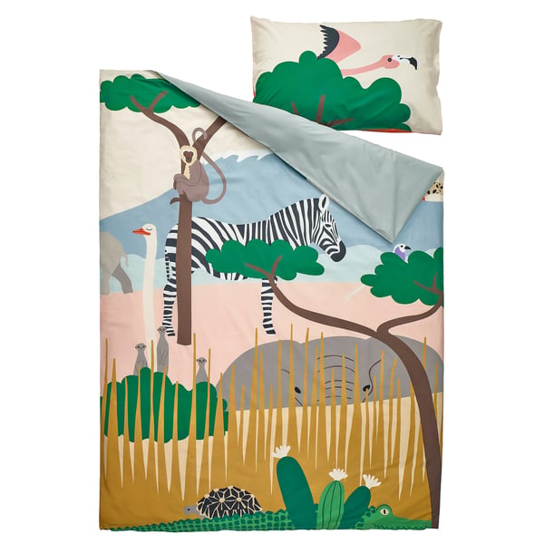 IKEA SANDLÖPARE Duvet Cover And Pillowcase(s) Multicolor/savannah Twin