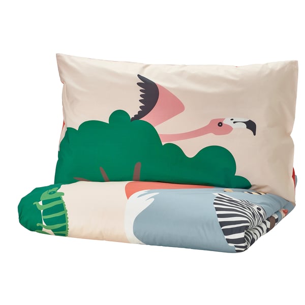 IKEA SANDLÖPARE Duvet cover and pillowcase(s) multicolor/savannah Twin