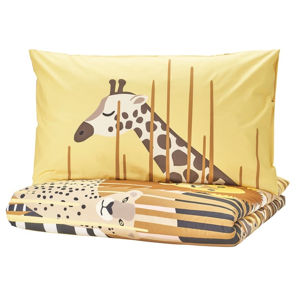 IKEA SANDLÖPARE Duvet cover and pillowcase(s) yellow/savannah Twin