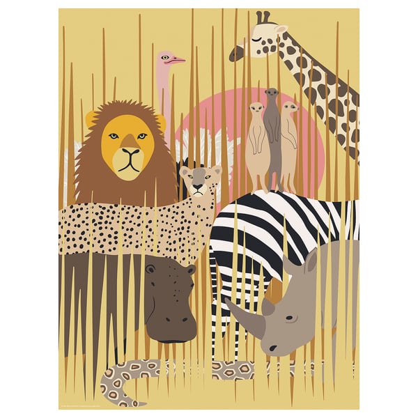 IKEA SANDLÖPARE Poster animals on the savannah 12x16 "