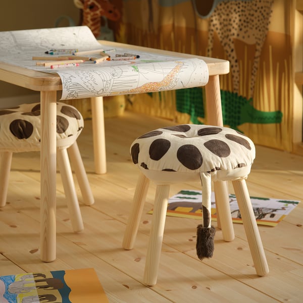 IKEA SANDLÖPARE Stool Cover Beige Brown/giraffe Pattern 15 "