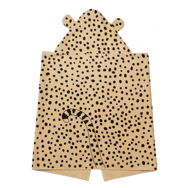 IKEA SANDLÖPARE Towel With Hood Light Brown/cheetah Pattern 27 1/2x55 1/8 "