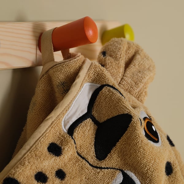 IKEA SANDLÖPARE Towel With Hood Light Brown/cheetah Pattern 27 1/2x55 1/8 "