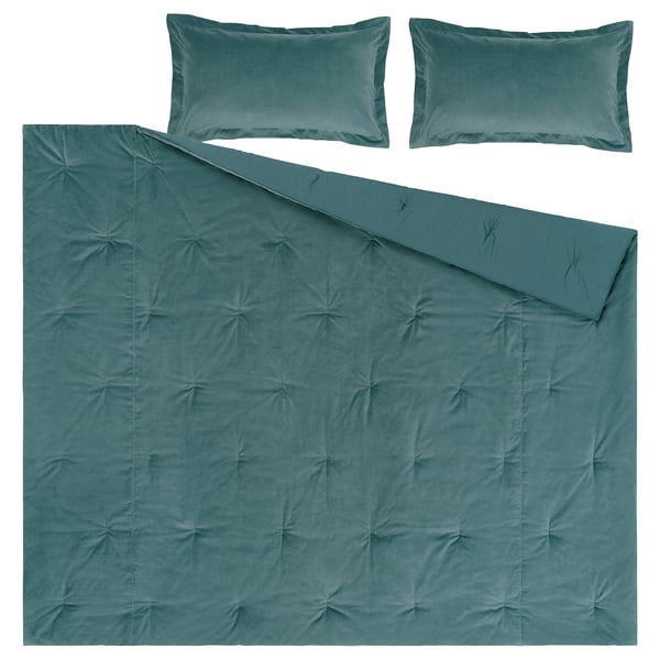 IKEA SANELA Comforter Set Dark Gray-turquoise Full/Queen