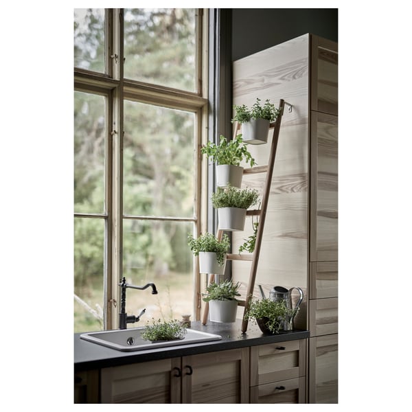 IKEA SATSUMAS Plant Stand With 5 Plant Pots Bamboo/white 49 ¼ "