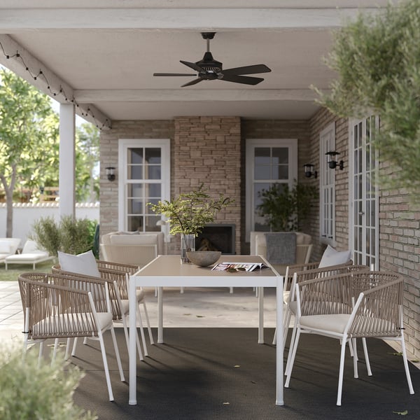 IKEA SEGERÖN Table+6 Armchairs Outdoor White/beige/Frösön/Duvholmen Beige 83 1/2 "