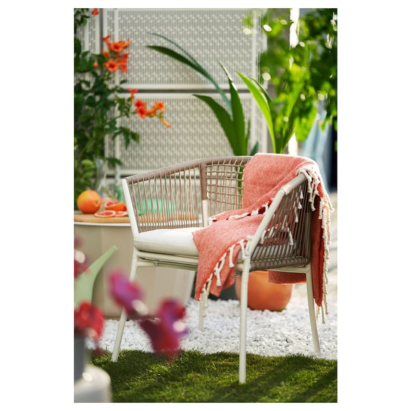 IKEA SEGERÖN Table+6 Armchairs Outdoor White/beige/Frösön/Duvholmen Beige 83 1/2 "