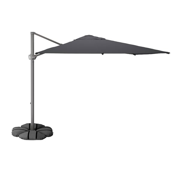 IKEA SEGLARÖ / IGGÖN Hanging umbrella with base anthracite/dark gray 129 7/8x94 1/2 "