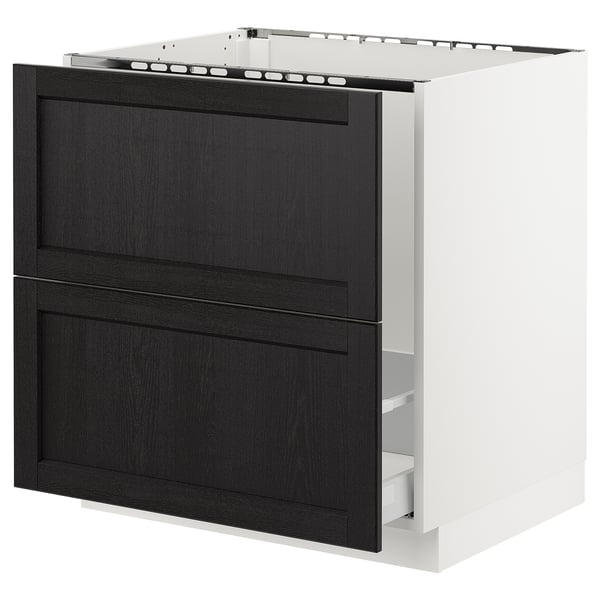 IKEA SEKTION Base cabinet f/sink & recycling white Maximera/Lerhyttan black stained 30x24x30 "