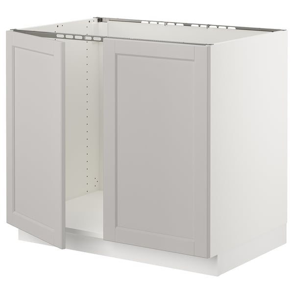 IKEA SEKTION Base cabinet for sink + 2 doors white/Lerhyttan light gray 36x24x30 "