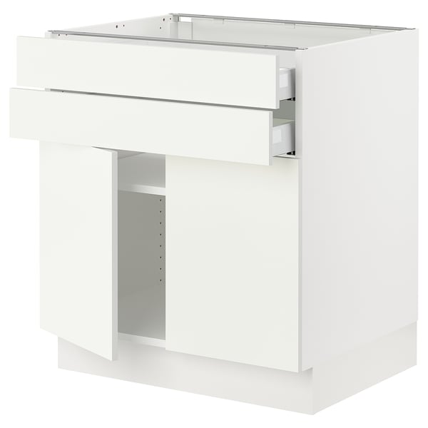 IKEA SEKTION Base cabinet w 2 doors/2 drawers white/Vallstena white 30x24x30 "