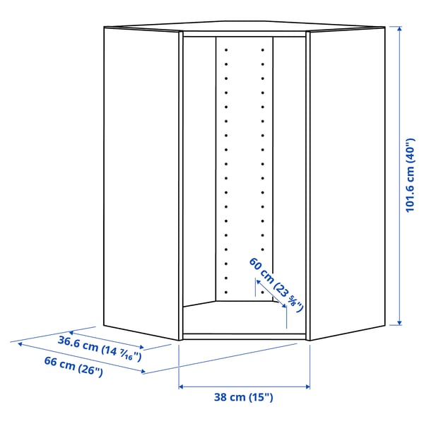IKEA SEKTION Corner Wall Cabinet Frame White 26x14 3/4x40 "