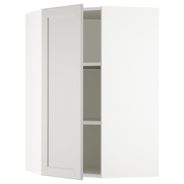 IKEA SEKTION Corner wall cabinet with shelves white/Lerhyttan light gray 26x15x40 "