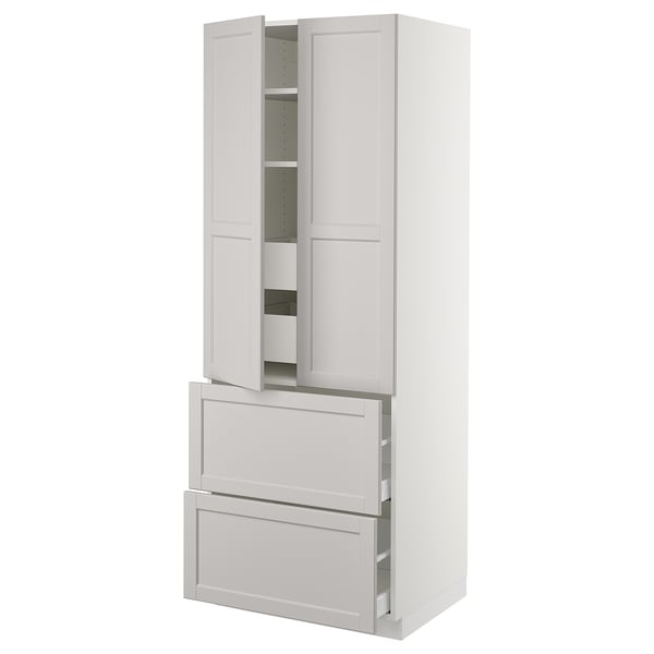 IKEA SEKTION High cab w 2drs/2 fronts/4 drawers white/Lerhyttan light gray 30x24x80 "