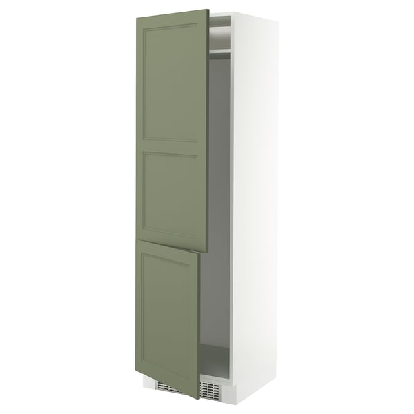 IKEA SEKTION High cabinet for fridge/freezer white/Axstad gray-green 24x24x80 "
