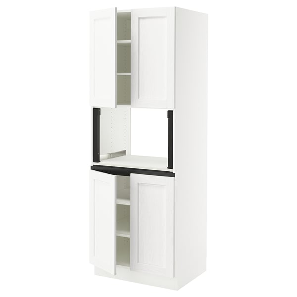 IKEA SEKTION High cabinet for micro w 4 doors white Enköping/white wood effect 30x24x80 "