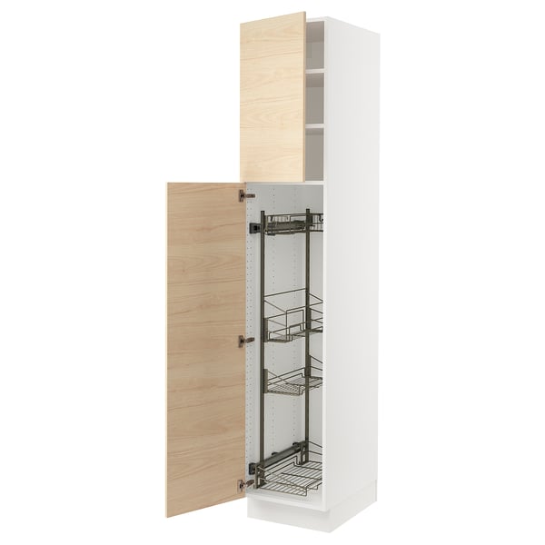 IKEA SEKTION High cabinet/pull-out int fittings white/Askersund light ash effect 18x24x90 "