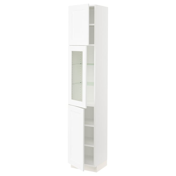 IKEA SEKTION High cabinet w glass door/2 doors white Enköping/white wood effect 15x15x80 "