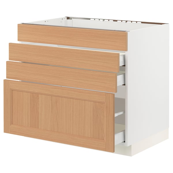 IKEA SEKTION / MAXIMERA Base cab f cktp/4 fronts/3 drawers white/Vedhamn oak 36x24x30 "