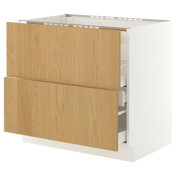 IKEA SEKTION / MAXIMERA Base cab f cktp/int extractor w drw white/Sinarp oak veneer 36x24x30 "