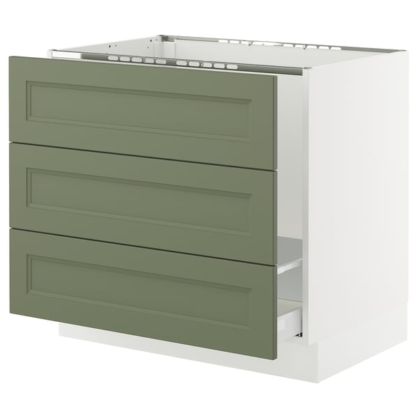 IKEA SEKTION / MAXIMERA Base cab f sink/waste sort/3 fronts white/Axstad gray-green 36x24x30 "